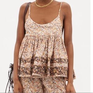 Kika Vargas Ramone Star Print Stripe Peplum Top Size S